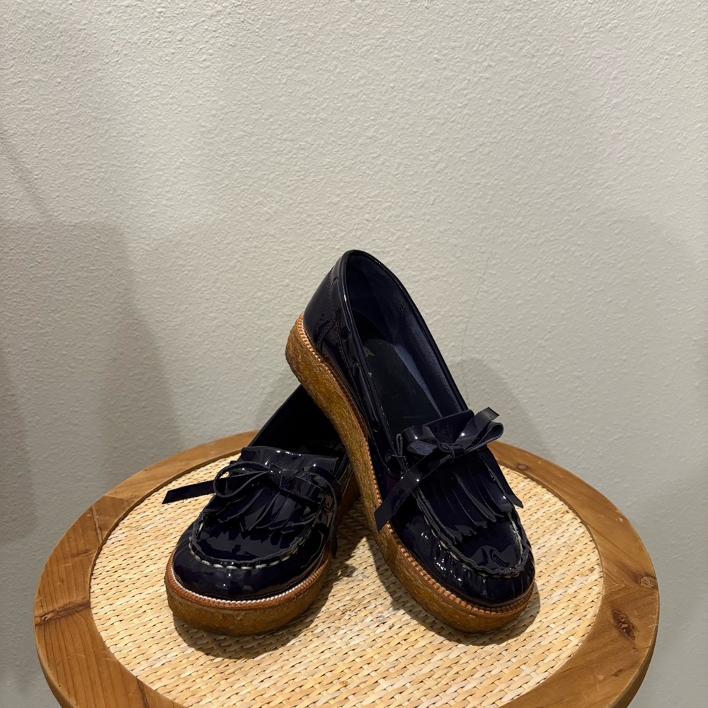 Patent Leather Tassel Loafers in Dark Purple